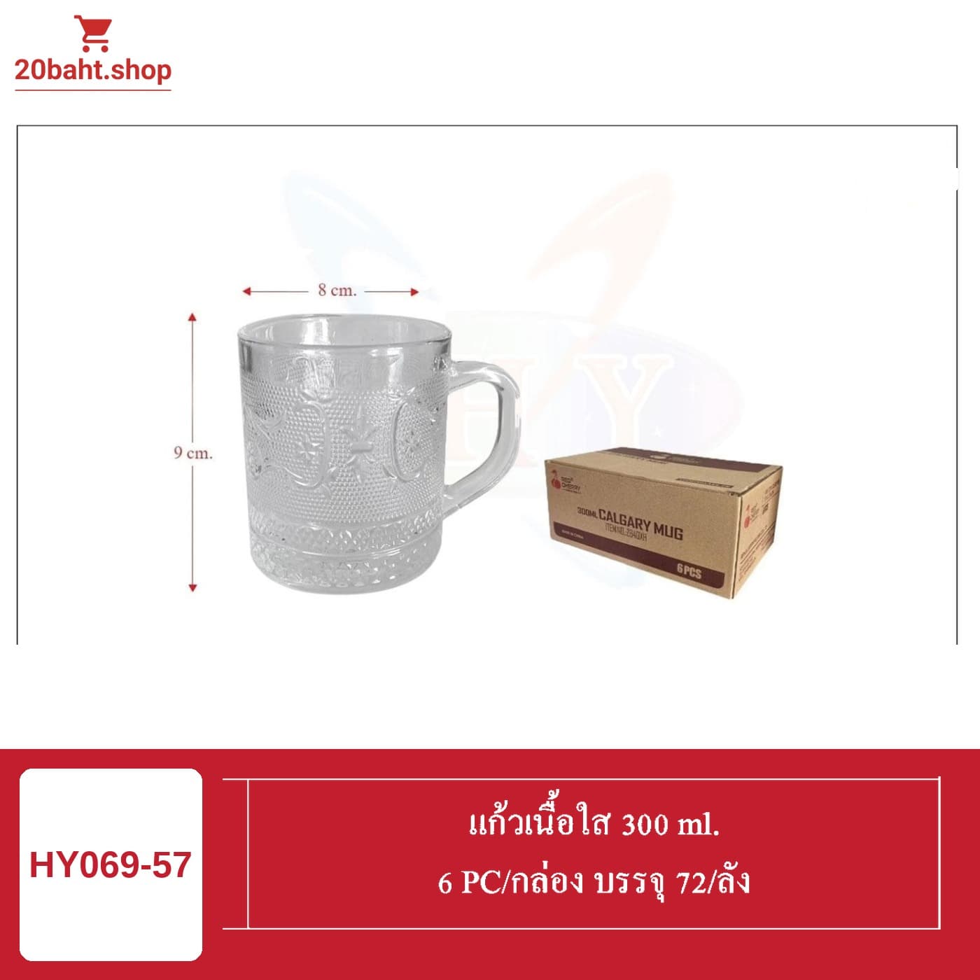 แก้วเนื้อใส 300 ml.